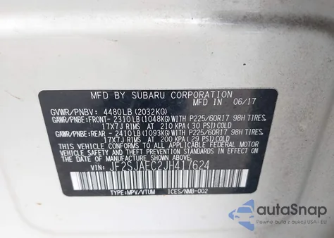 2018 Subaru Forester 2.5I Premium from USA, damaged, VIN JF2SJAEC2JH417624